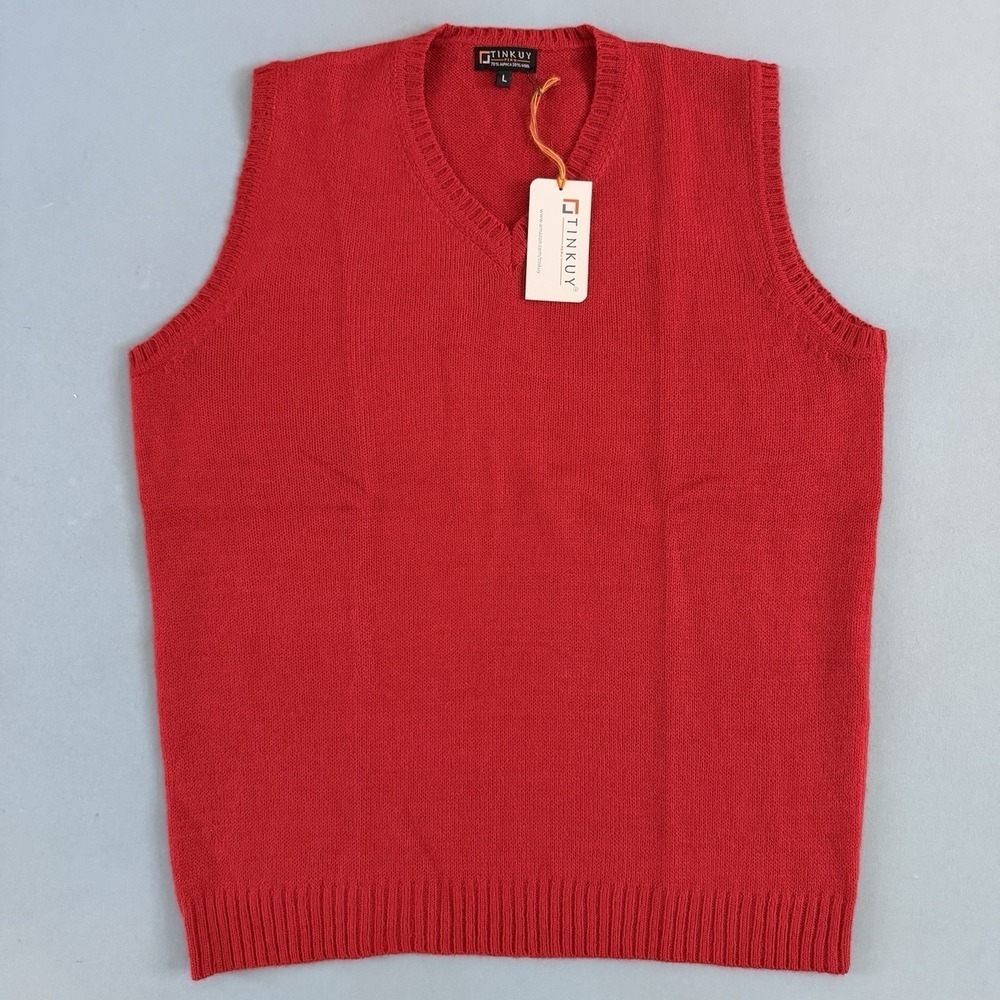 NWT Tinkuy Peru Alpaca Wool Red Sleeveless V-Neck Mens Sweater Vest‎
